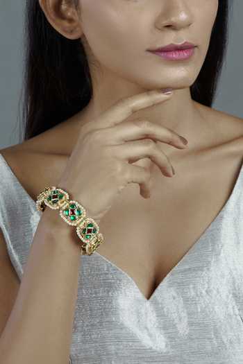 Just Jewellery_Gold Plated Kundan Bangle_Online_at_Aza_Fashions