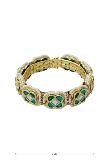 Shop_Just Jewellery_Gold Plated Kundan Bangle_Online_at_Aza_Fashions
