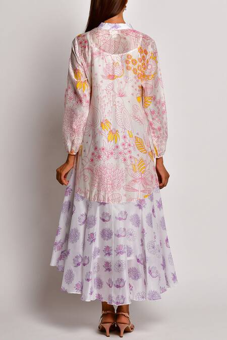 Shop Swati Vijaivargie Pink Chanderi Band Asymmetrical Dress at Aza Fashions Shop_Swati Vijaivargie_Pink Chanderi Band Asymmetrical Dress_at_Aza_Fashions