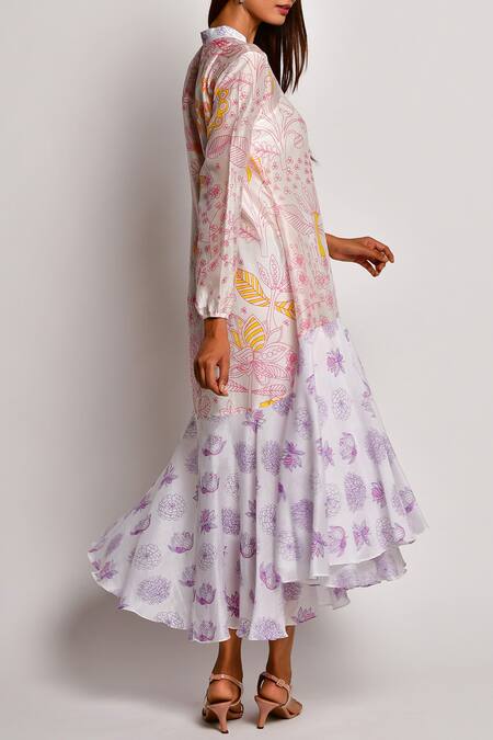 Shop Swati Vijaivargie Pink Chanderi Band Asymmetrical Dress Online at Aza Fashions Shop_Swati Vijaivargie_Pink Chanderi Band Asymmetrical Dress_Online_at_Aza_Fashions