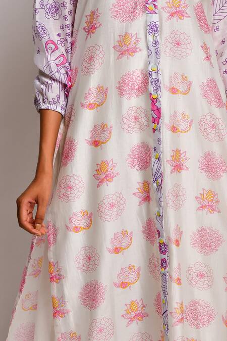 Buy_Swati Vijaivargie_Purple Chanderi Round Kurta And Dhoti Pant Set_Online_at_Aza_Fashions