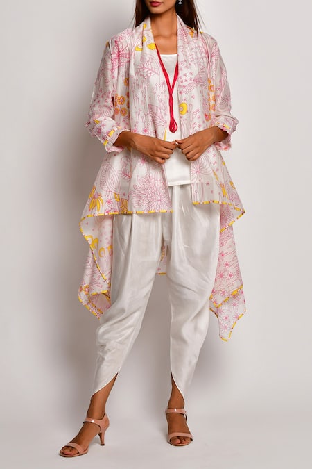 Swati Vijaivargie Chanderi Jacket with Dhoti Pant Set 