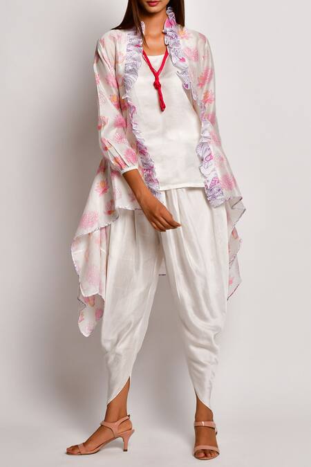 Swati Vijaivargie Chanderi Jacket with Dhoti Pant Set 