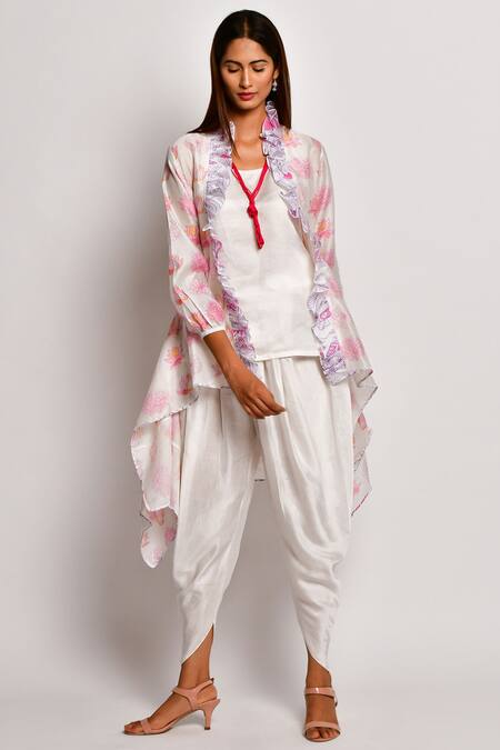 Buy_Swati Vijaivargie_Purple Chanderi Jacket With Dhoti Pant Set_Online_at_Aza_Fashions