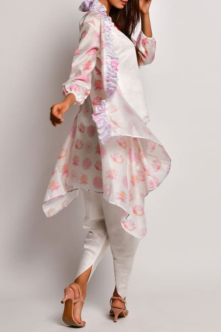 Shop_Swati Vijaivargie_Purple Chanderi Jacket With Dhoti Pant Set_Online_at_Aza_Fashions