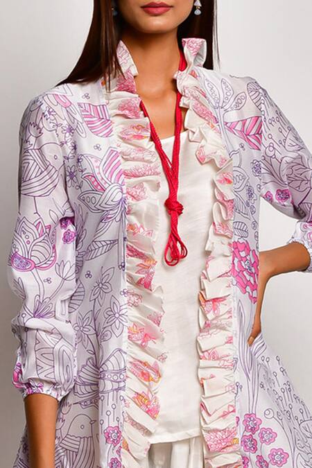 Swati Vijaivargie_Purple Chanderi Jacket With Dhoti Pant Set_at_Aza_Fashions