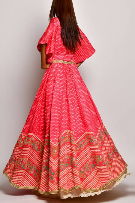 Swati Vijaivargie_Red Linen Satin Round Printed Anarkali Set _Online_at_Aza_Fashions