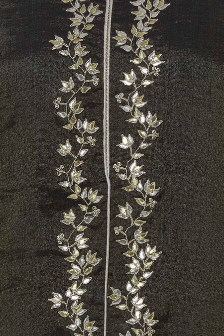Nini Mishra_Gold Tissue Round Embroidered Long Kurta_at_Aza_Fashions