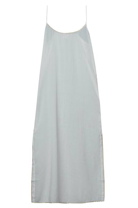 Shop_Nini Mishra_Beige Tissue Round Embellished Tiered Kurta_Online_at_Aza_Fashions