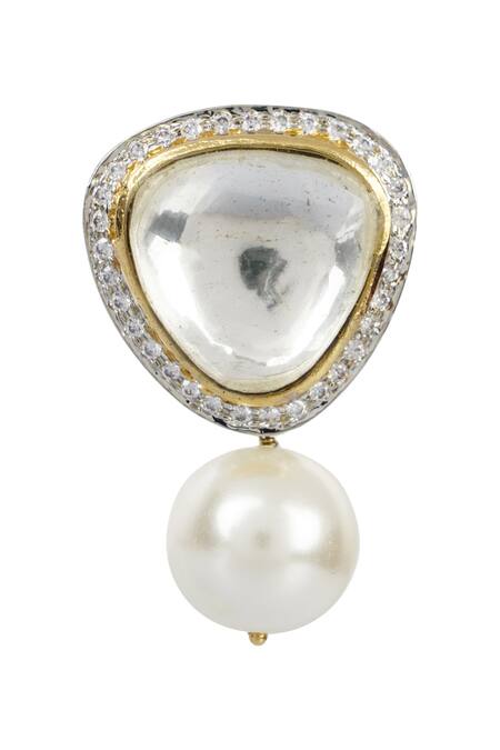 Shop_Auraa Trends_Gold Plated Pearls, Gota Patti Kundan Stud Earrings _Online_at_Aza_Fashions