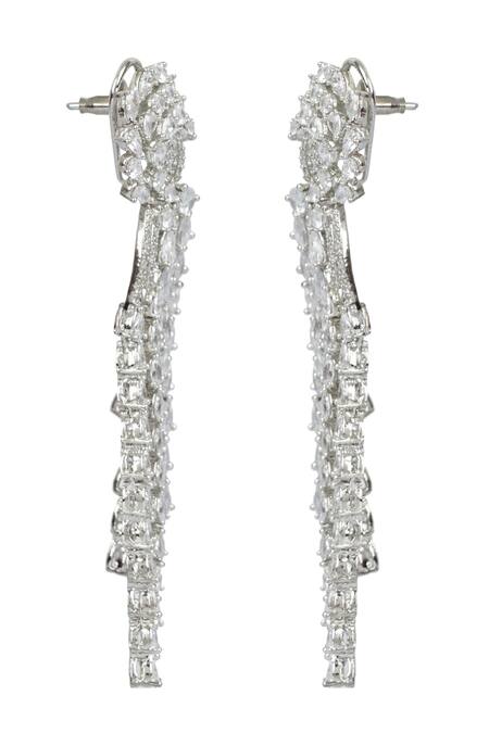 Auraa Trends_Silver Plated Crystal Danglers_Online_at_Aza_Fashions