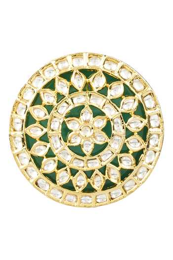 Shop_Auraa Trends_Gold Plated Kundan Circular Studs_Online_at_Aza_Fashions