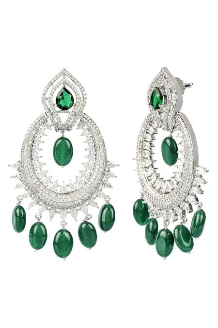 Auraa Trends_Silver Plated Crystals, Stones Danglers_Online_at_Aza_Fashions