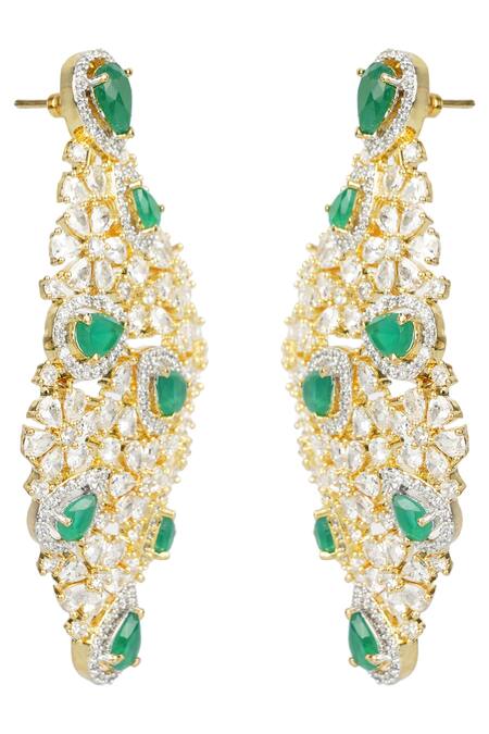 Buy Auraa Trends Gold Plated Crystals, Stones Geometric Earrings Online at Aza Fashions Buy_Auraa Trends_Gold Plated Crystals, Stones Geometric Earrings _Online_at_Aza_Fashions
