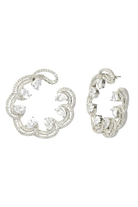 Auraa Trends_Silver Plated Crystals, Stones Stud Earrings _Online_at_Aza_Fashions