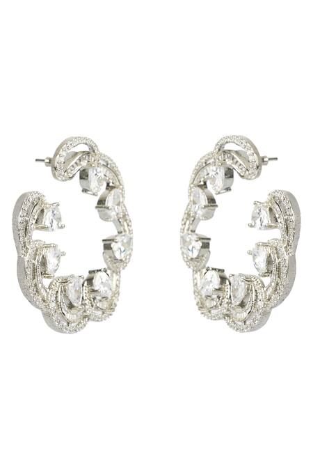 Buy Auraa Trends Silver Plated Crystals, Stones Stud Earrings Online at Aza Fashions Buy_Auraa Trends_Silver Plated Crystals, Stones Stud Earrings _Online_at_Aza_Fashions