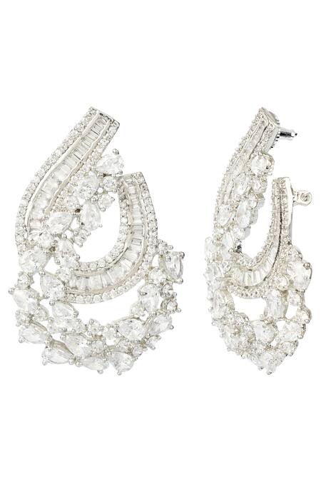 Auraa Trends_Silver Plated Crystals, Stones Stud Earrings _Online_at_Aza_Fashions