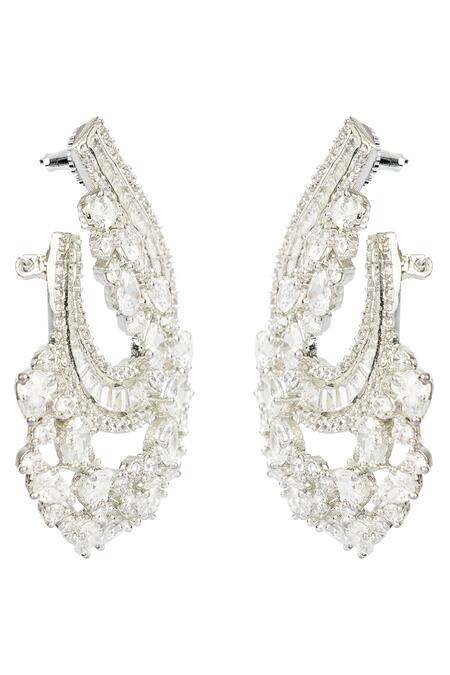 Buy Auraa Trends Silver Plated Crystals, Stones Stud Earrings Online at Aza Fashions Buy_Auraa Trends_Silver Plated Crystals, Stones Stud Earrings _Online_at_Aza_Fashions