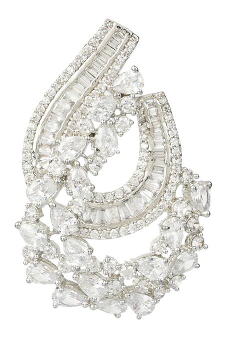 Shop_Auraa Trends_Silver Plated Crystals, Stones Stud Earrings _Online_at_Aza_Fashions