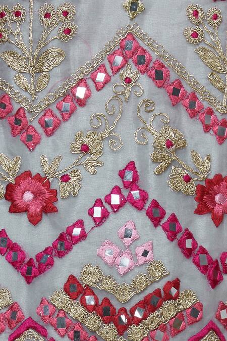 Abhi Singh Grey Organza, Net, Georgette Round Embroidered Kurta Sharara Set at Aza Fashions Abhi Singh_Grey Organza, Net, Georgette Round Embroidered Kurta Sharara Set _at_Aza_Fashions