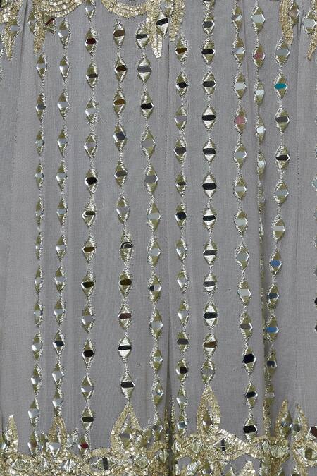 Abhi Singh_Grey Georgette Mandarin Collar Embroidered Anarkali With Dupatta _at_Aza_Fashions