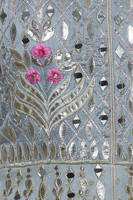 Abhi Singh Grey Georgette Mandarin Collar Embroidered Anarkali With Dupatta at Aza Fashions Abhi Singh_Grey Georgette Mandarin Collar Embroidered Anarkali With Dupatta _at_Aza_Fashions