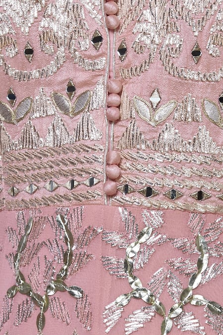 Abhi Singh_Pink Georgette Round Embroidered Anarkali With Dupatta _at_Aza_Fashions