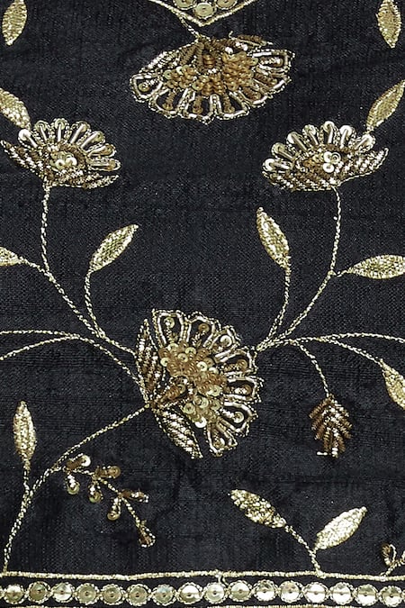 Esha Koul Black Silk, Organza Square Neck Embroidered Lehenga Set at Aza Fashions Esha Koul_Black Silk, Organza Square Neck Embroidered Lehenga Set _at_Aza_Fashions