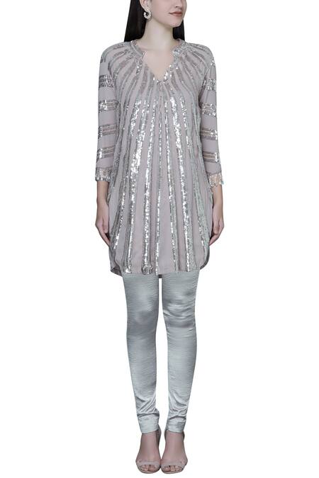 Manish Malhotra_Purple Georgette Embellished Short Tunic_Online_at_Aza_Fashions