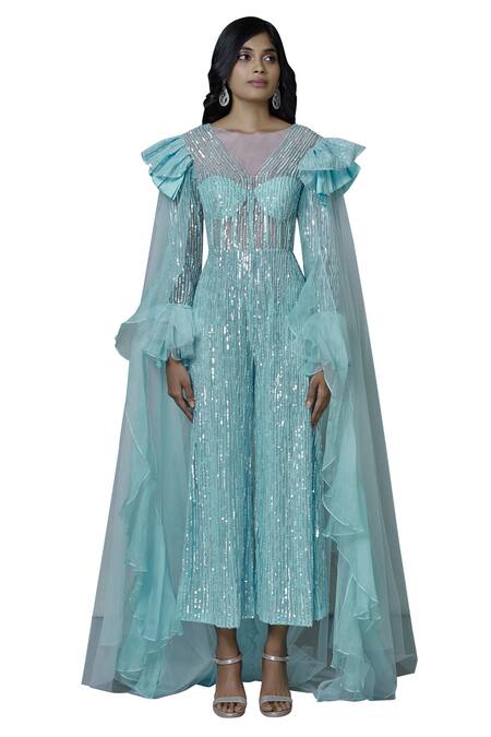 Buy Manish Malhotra Blue Net Embellished Jumpsuit Online at Aza Fashions Buy_Manish Malhotra_Blue Net Embellished Jumpsuit_Online_at_Aza_Fashions