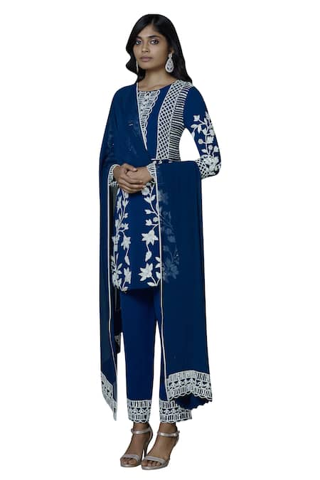 Manish Malhotra Blue Georgette Embroidered Kurta Set