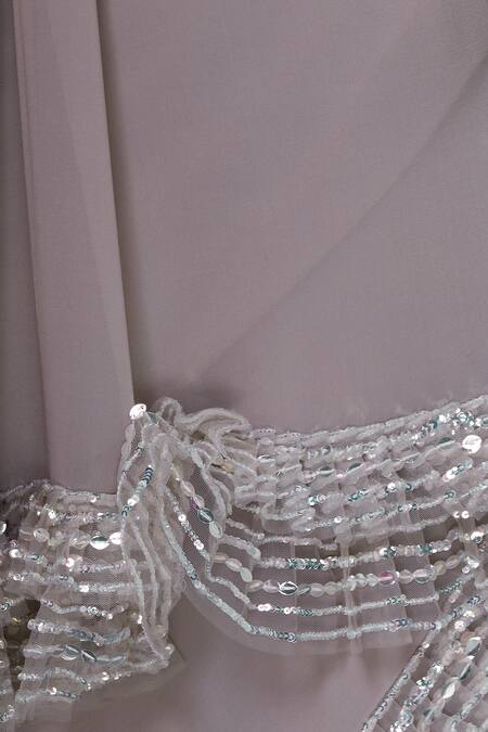 Buy_Manish Malhotra_Grey Georgette Embellished Frill Saree