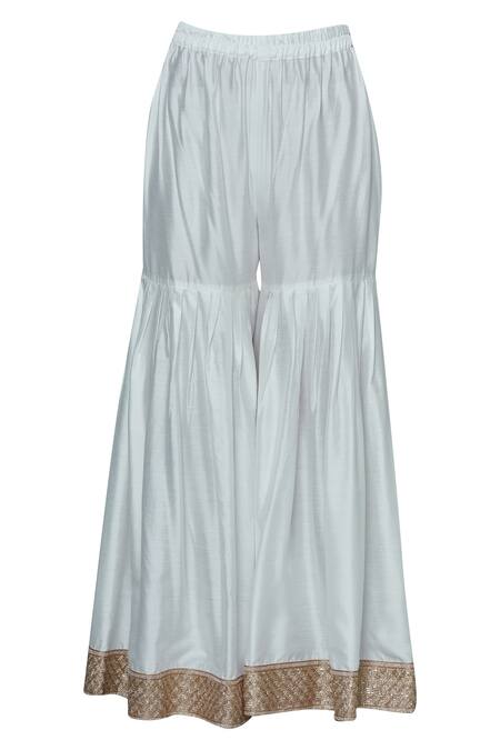 Shop_Aneehka_White Chanderi Kurta And Sharara Set_Online_at_Aza_Fashions