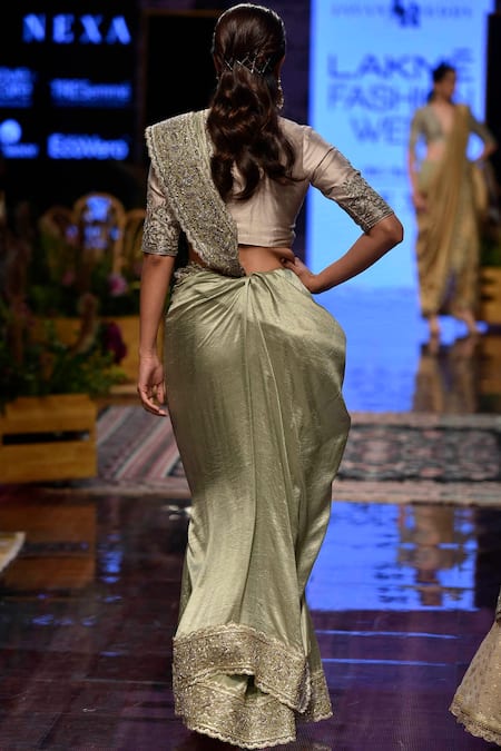 Shop Jayanti Reddy Beige Silk Embroidered Saree With Blouse at Aza Fashions Shop_Jayanti Reddy_Beige Silk Embroidered Saree With Blouse _at_Aza_Fashions