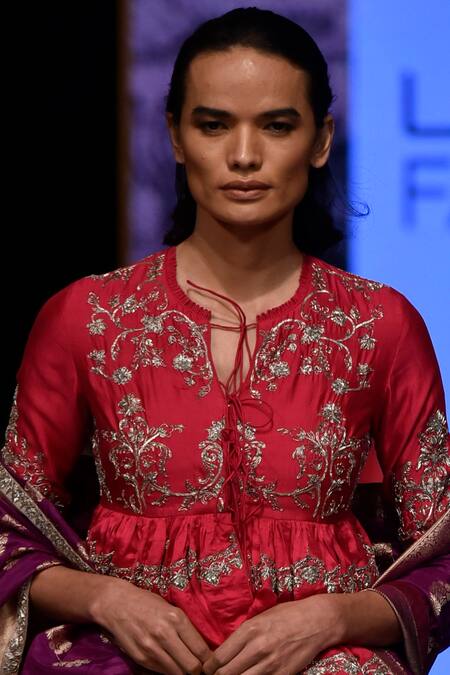 Jayanti Reddy Pink Brocade Silk Embroidered Lehenga Set Online at Aza Fashions Jayanti Reddy_Pink Brocade Silk Embroidered Lehenga Set_Online_at_Aza_Fashions