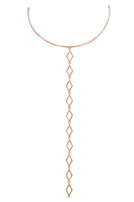 Shop_Varnika Arora_Gold Plated Geometric Necklace _at_Aza_Fashions