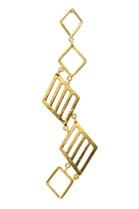 Varnika Arora_Gold Plated Geometric Long Earrings_Online_at_Aza_Fashions