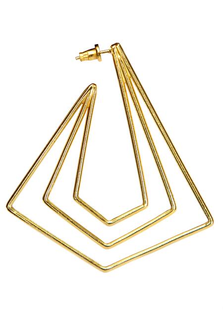 Varnika Arora_Gold Plated Geometric Hoops _Online_at_Aza_Fashions