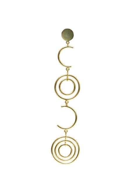 Varnika Arora_Gold Plated Circular Long Earrings_Online_at_Aza_Fashions
