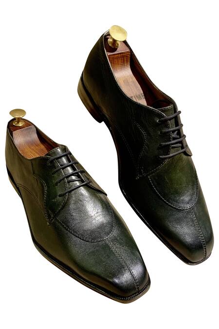 Artimen Green Leather Derby Shoes