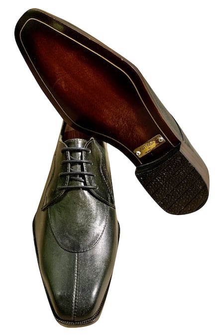 Buy_Artimen_Green Leather Derby Shoes _Online_at_Aza_Fashions