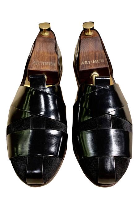 Buy Black Leather Formal Sandals For Men by Artimen Online at Aza