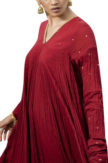 Kharakapas_Red Anarkali Pant Set _at_Aza_Fashions