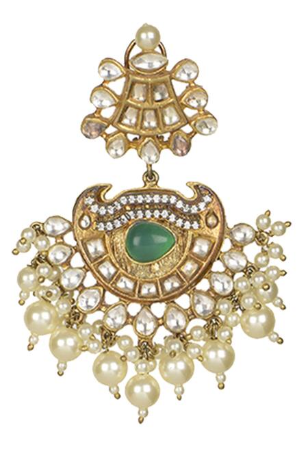 Anjali Jain_Gold Plated Crystal Bead Danglers_Online_at_Aza_Fashions