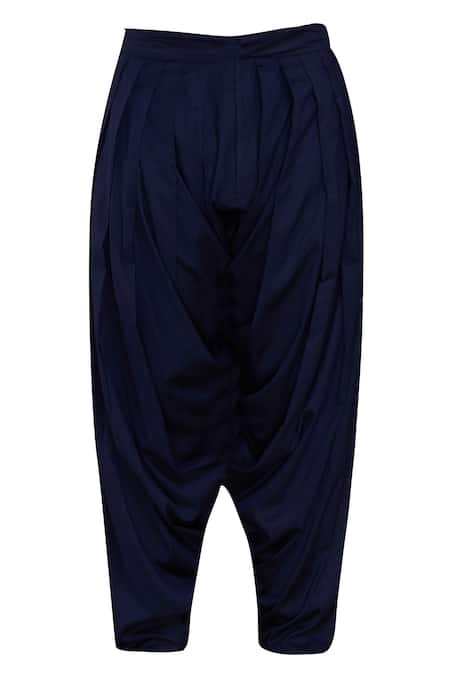 Pranay Baidya Blue Cotton Silk Patiala Pant Online at Aza Fashions Pranay Baidya_Blue Cotton Silk Patiala Pant_Online_at_Aza_Fashions
