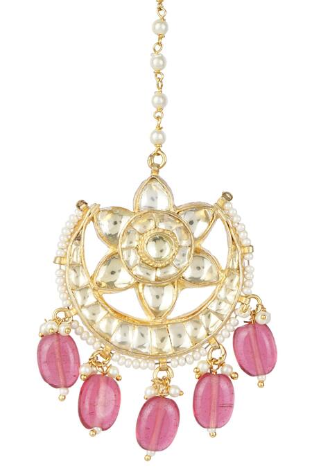 Buy_Auraa Trends_Gold Plated Kundan Maangtikka _Online_at_Aza_Fashions