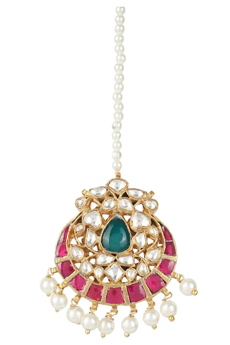 Buy_Auraa Trends_Gold Plated Kundan Maangtikka _Online_at_Aza_Fashions