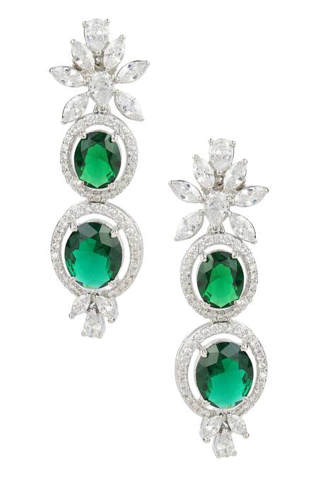 Buy_Auraa Trends_Silver Plated Crystals, Stones Choker Set_Online_at_Aza_Fashions