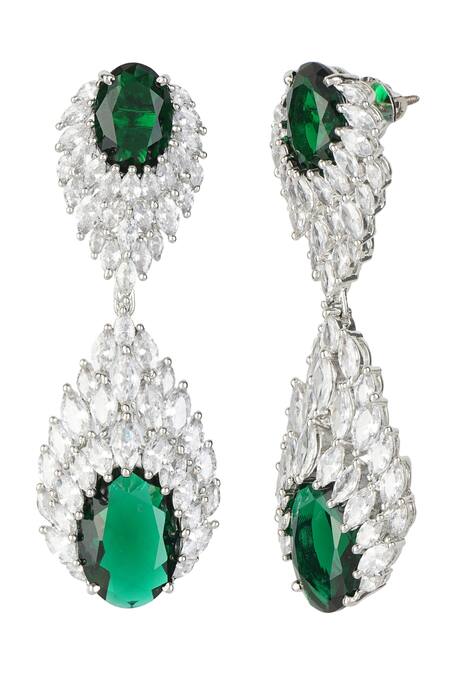 Shop_Auraa Trends_Silver Plated Crystals, Stones Choker Set_Online_at_Aza_Fashions