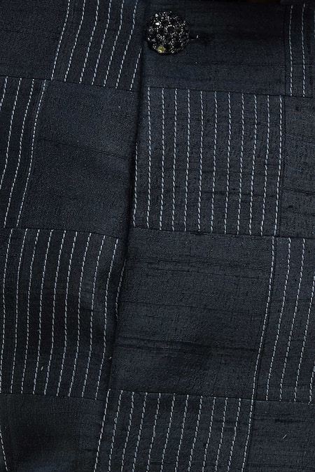 Manish Nagdeo Black Silk Embroidered Sherwani With Trousers at Aza Fashions Manish Nagdeo_Black Silk Embroidered Sherwani With Trousers _at_Aza_Fashions